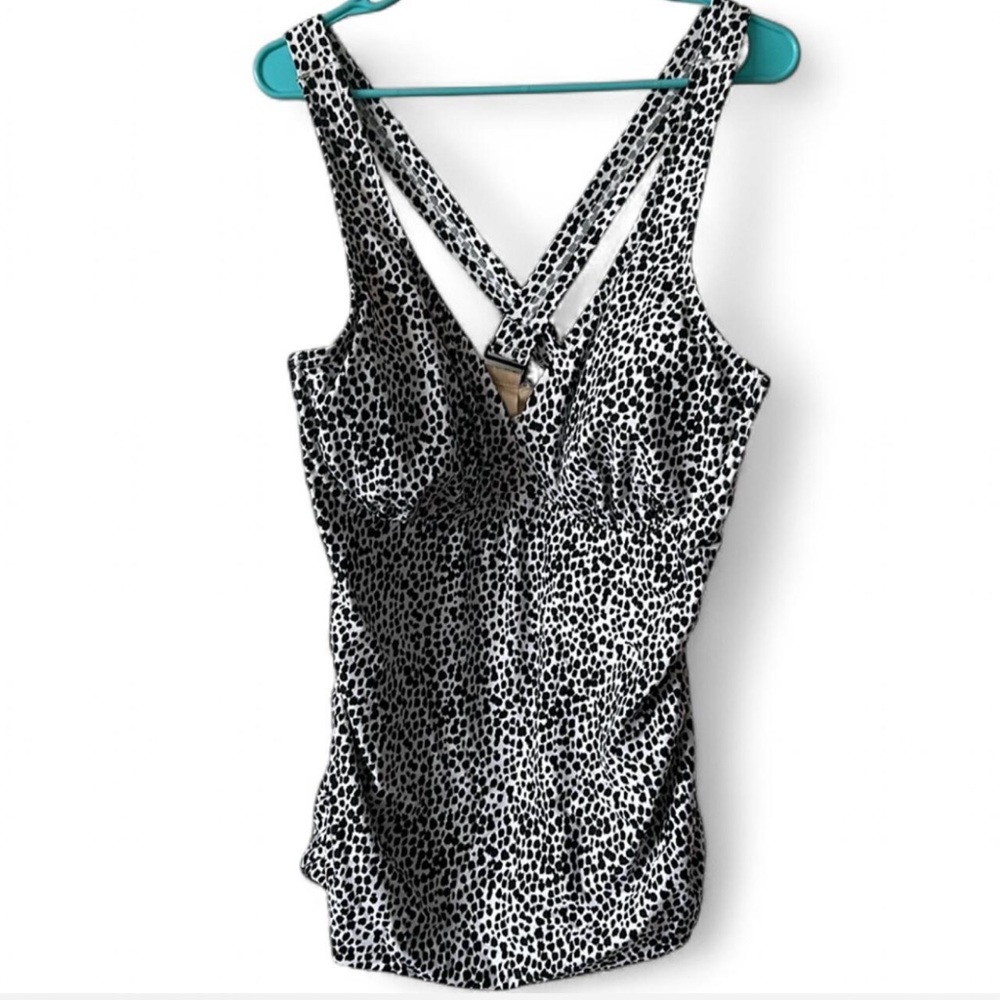 Black & White Animal Print Tankini Top